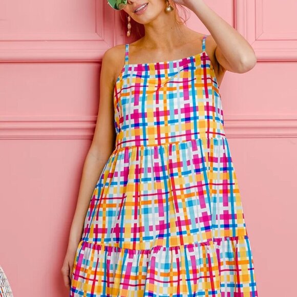 BiBi‎ Multi Colors Plaid Sleeveless Sun Dress - Picture 5 of 16